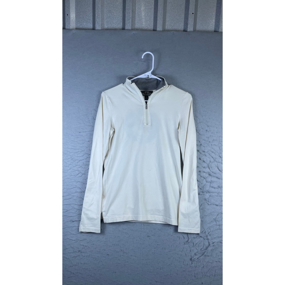 Ralph Lauren Quarter Zip Pullover Mens Small Cream Good Back Crest Snowflake